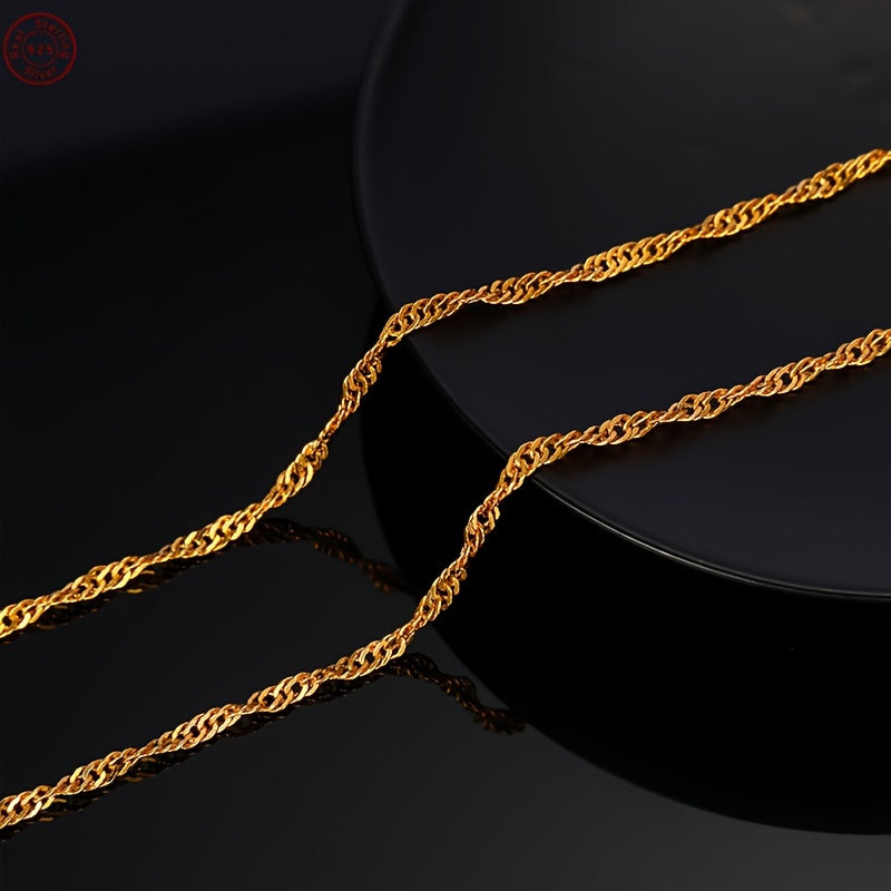 1pc Vintage Elegant 18K Golden Plated 925 Sterling Silver Necklace, Synthetic August Birthstone, 1mm/1.5mm/2mm, Ideal for Daily Wear & Special Occasions, Valentine'S Day Gift with Beautiful Gift Box