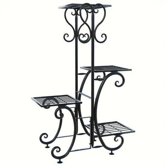 SUOERNUO Luxurious Multifunctional Quadruple Tier Metal Plant Stand Indoors Outdoors