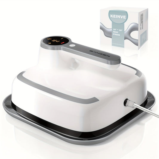 10X10 Inch Heat Transfer Press with Accurate Temperature Regulation, Suitable for T-Shirts, Bags, Hats, And Crafts, in Grey Color.