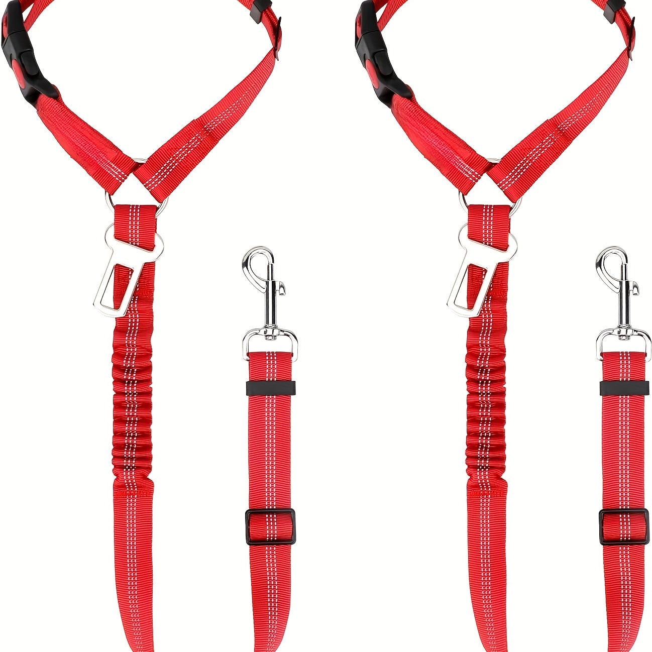 2-Pack Heavy-Duty Nylon Dog & Cat Car Safety Harnesses with Adjustable Headrest Restraint System, Secure Locking Mechanism & Comfortable Padded Vest - Vehicle Seat Belt System for Secure Travel, Machine Washable Pet Car Seatb