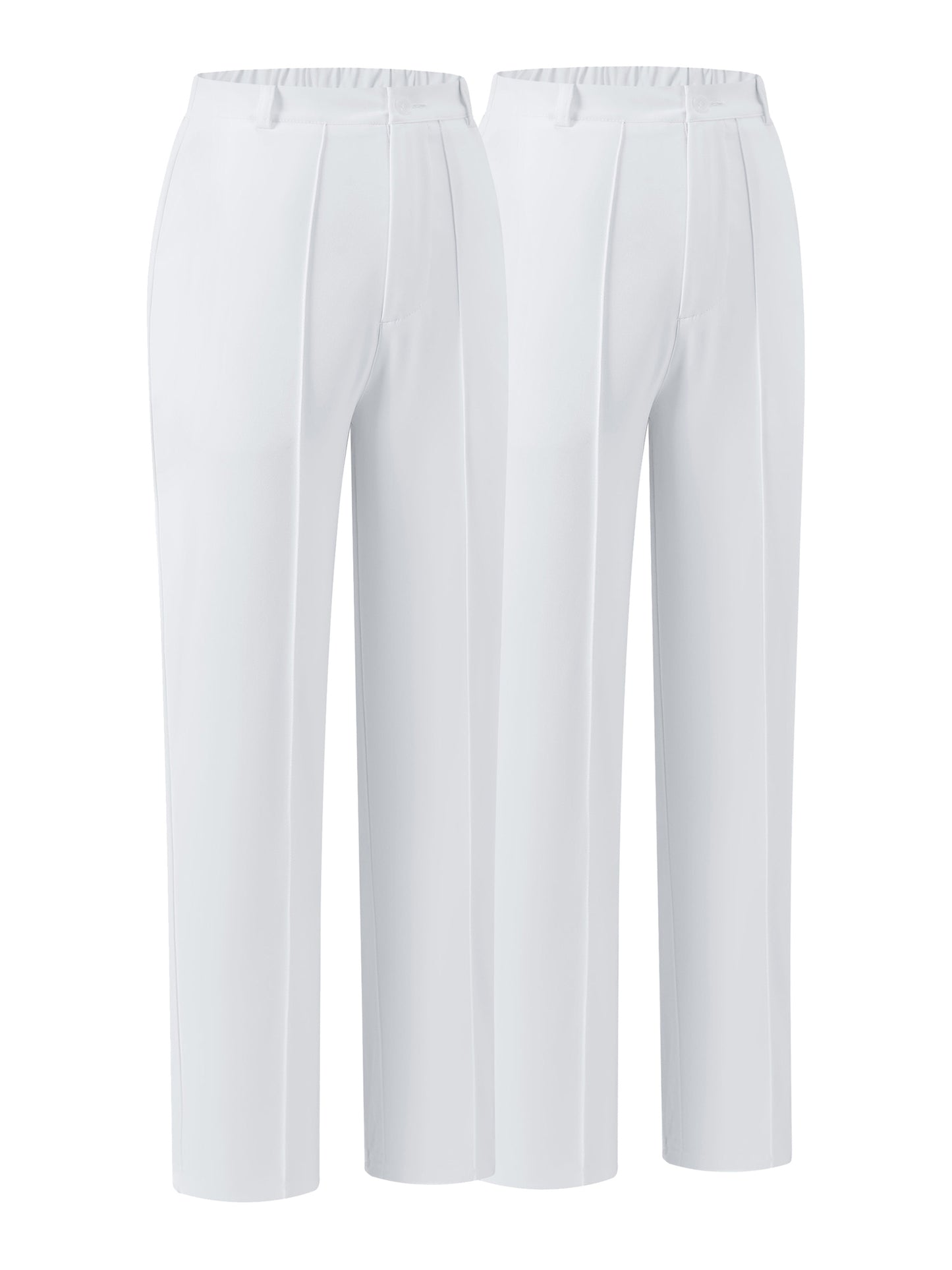 (2pcs) Elegant Casual Solid Color Women's Suit Trousers, Button Zipper Half Elastic Waist Fit Bottoms, Suitable for All Season