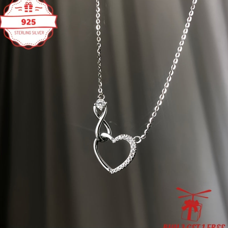 Handmade, S925 Sterling Silvery Love Necklace, Classic Neck Decoration Gifts, Suitable For All Seasons, Suitable For Both Teenager And Teenager, Gifts For Him/her On Valentine'S Day, Family, Friends, Sisters, Buy 3 Get 1 Free