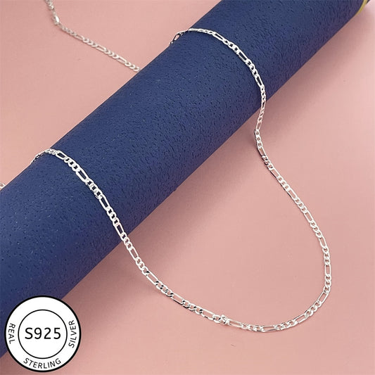 925 Sterling Silver Figaro Chain Necklace - 2.0mm Simple Necklace For Men And Women, Perfect For Christmas/New Year/Valentine'S Day