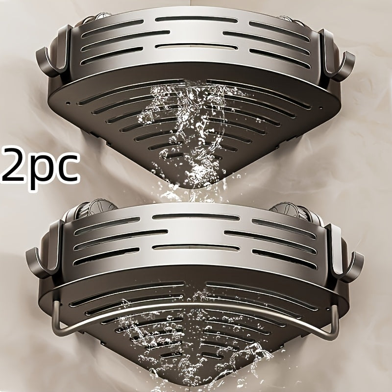 Two-Piece Suction Cup Triangle Corner Wall-Mounted Shelf for Bathroom Organization