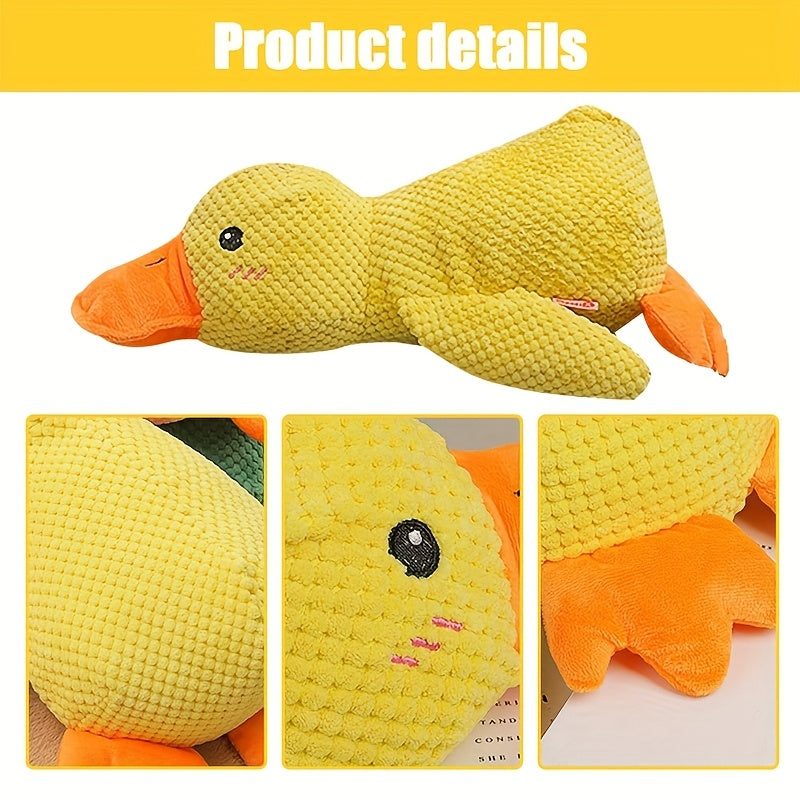 2pcs Squeaky Duck Dog Toys - Soft Plush, Chew-Resistant, Bright Yellow with Orange Beak & Feet, Fun Indoor Play for All Breeds, Teeth Cleaning & Boredom Relief, Includes 3 Sizes (S/M/L)