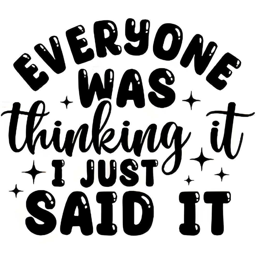 5pcs Black DTF Iron-On Transfer Stickers Compatible for T-Shirts, Pillows, Backpacks - Washable PVC Heat Press Decals with Cursive Lettering & "EVERY ONE WAS SAID IT" Phrase - Durable DIY Fabric Patches for Clothing Decoratio