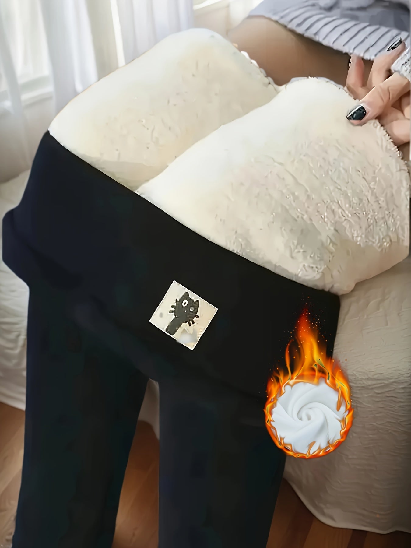 Winter Fleece-Lined High-Waist Yoga Pants For Women Elastane Fabric DetailingCraft