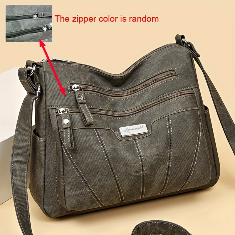 Women'S Retro Crossbody Bag with Adjustable Strap & Multi-Pocket Design - Durable Nylon/-like, Zipper Closure, Golden-Tone Hardware - - Versatile Everyday Purse for Commuting, Travel, Work, School - Stylish Gift for Women (Ph