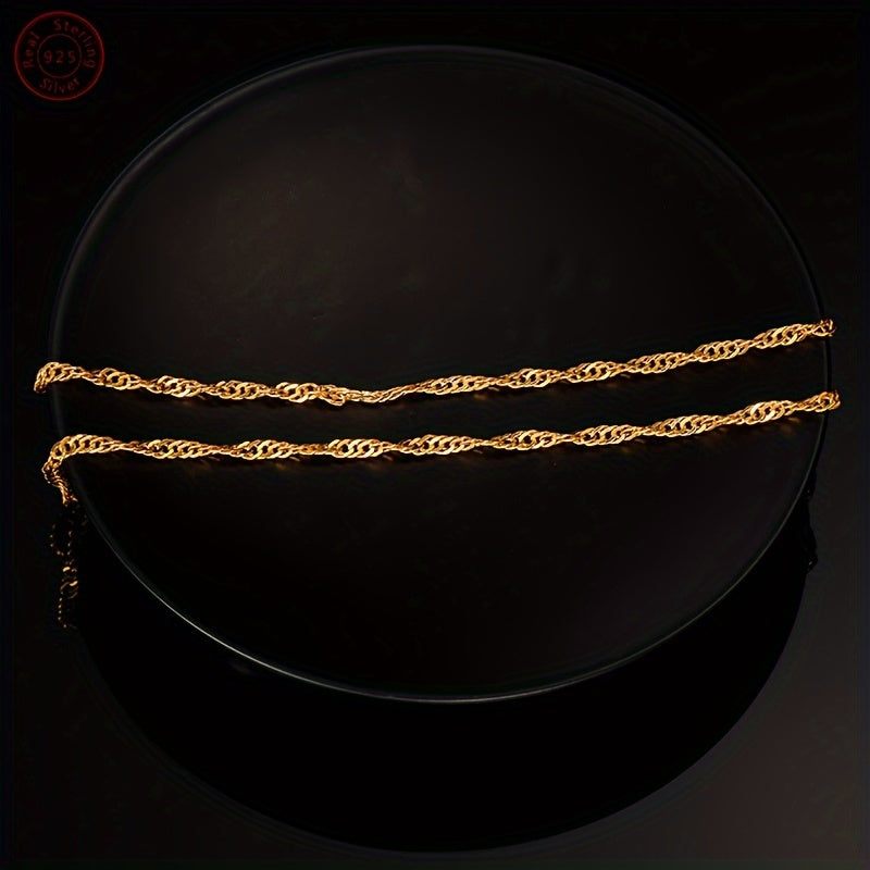 1pc Vintage Elegant 18K Golden Plated 925 Sterling Silver Necklace, Synthetic August Birthstone, 1mm/1.5mm/2mm, Ideal for Daily Wear & Special Occasions, Valentine'S Day Gift with Beautiful Gift Box