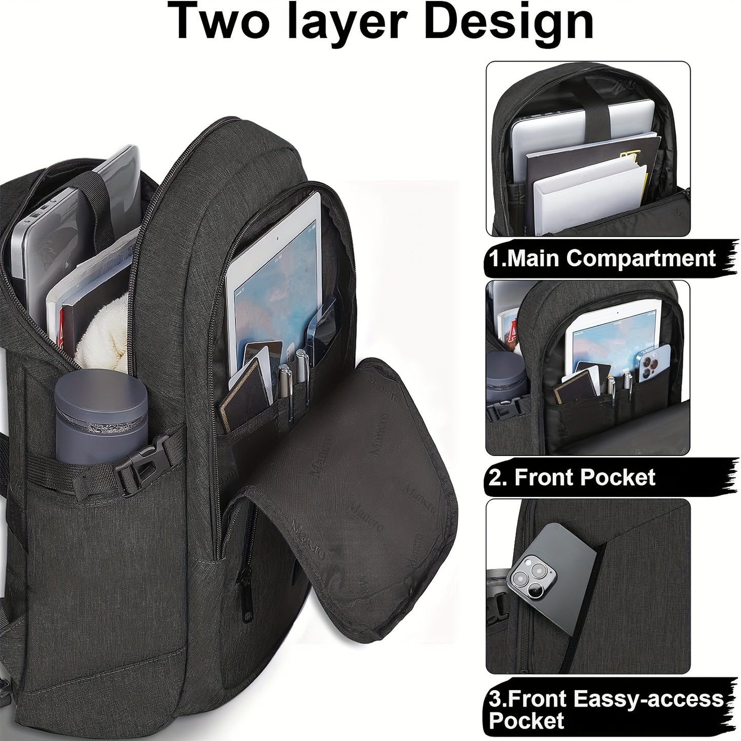 Anti Theft Slim Laptop Backpack With USB Charging Port For Men And Women Travel Everyday
