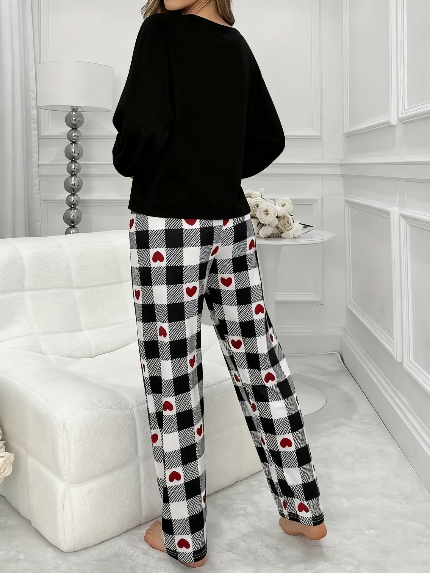 3 SETS Women's Heart-shaped And Butterfly Pattern Pajamas, Comfortable And Breathable, with Elasticity, Suitable for Going Out, Fashionable Pajamas Set