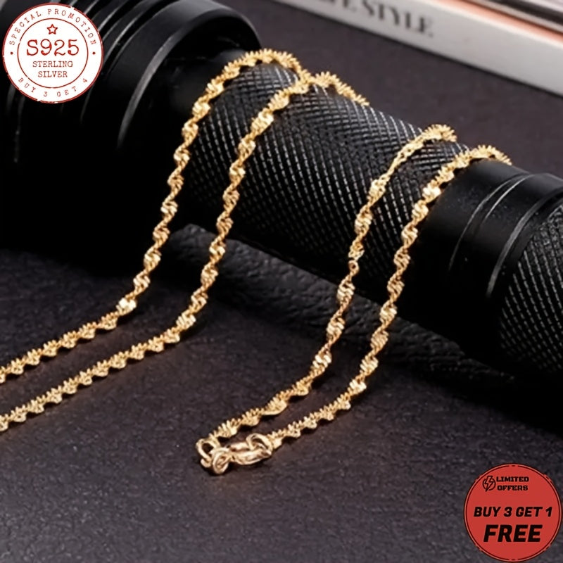 925 Sterling Silvery Water Ripple Necklace, 24K gold plated Golden-plated, Fashionable And Luxurious, Suitable for Daily Wear, Women's Necklace, Women's Sterling Silvery Necklace, Perfect Gift for Mother, Sister, Girlfriend,