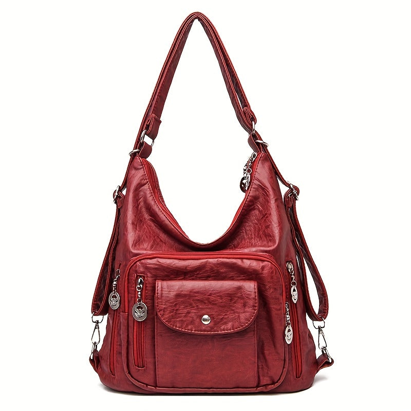 [Retro Soft Leather Bag] Large Capacity Retro Soft Leather Shoulder Bag - Fashion Casual Multi-purpose Diagonal Handbag