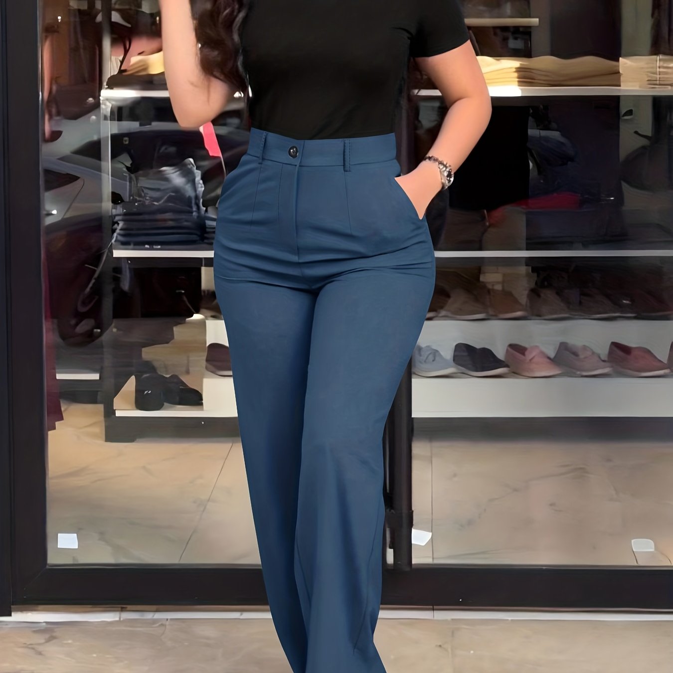 Women's Trousers, Solid Color Straight-Leg Tailored Pants, Wrinkle-Resistant Machine Washable Structured Fit, Casual to Professional Wear for Office Formal Events & Everyday, All-Season, Grey, No Elasticity