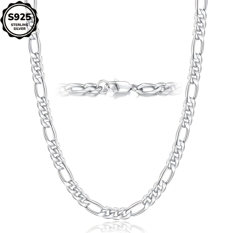 925 Silver 5mm Cut Figaro Necklace | Perfect for Teenager and Teenager, Ideal for Daily Gifts, Parties, Street Performances, Halloween, Birthdays, Anniversaries with Free Gift Box | Elegant, Finely Crafted, Unisex Design, Mad