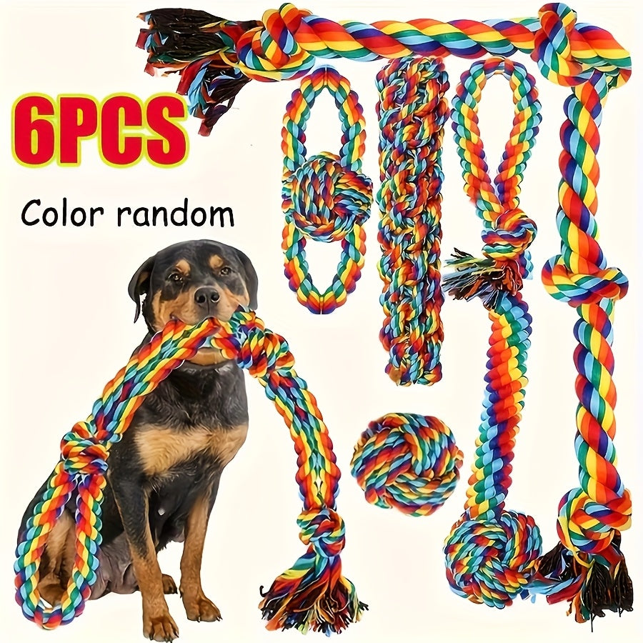 Six Piece Indestructible Dog Chew Toys Set For Aggressive Chewers Teething And Dental Cleaning Indoor Outdoor Tug Of War