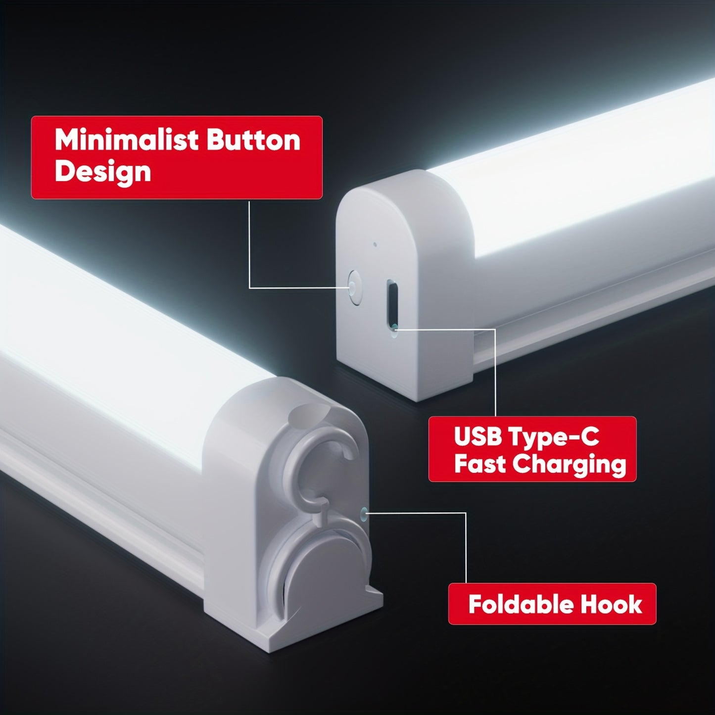 6-Pack 2025 Rechargeable Emergency Lamps | Long-lasting with USB Charging, Magnetic & Hook Features, Ideal for Automotive Repair, Garage Lighting, Inspection & Maintenance, Portable Illumination, Warning Flash, Camping, Night