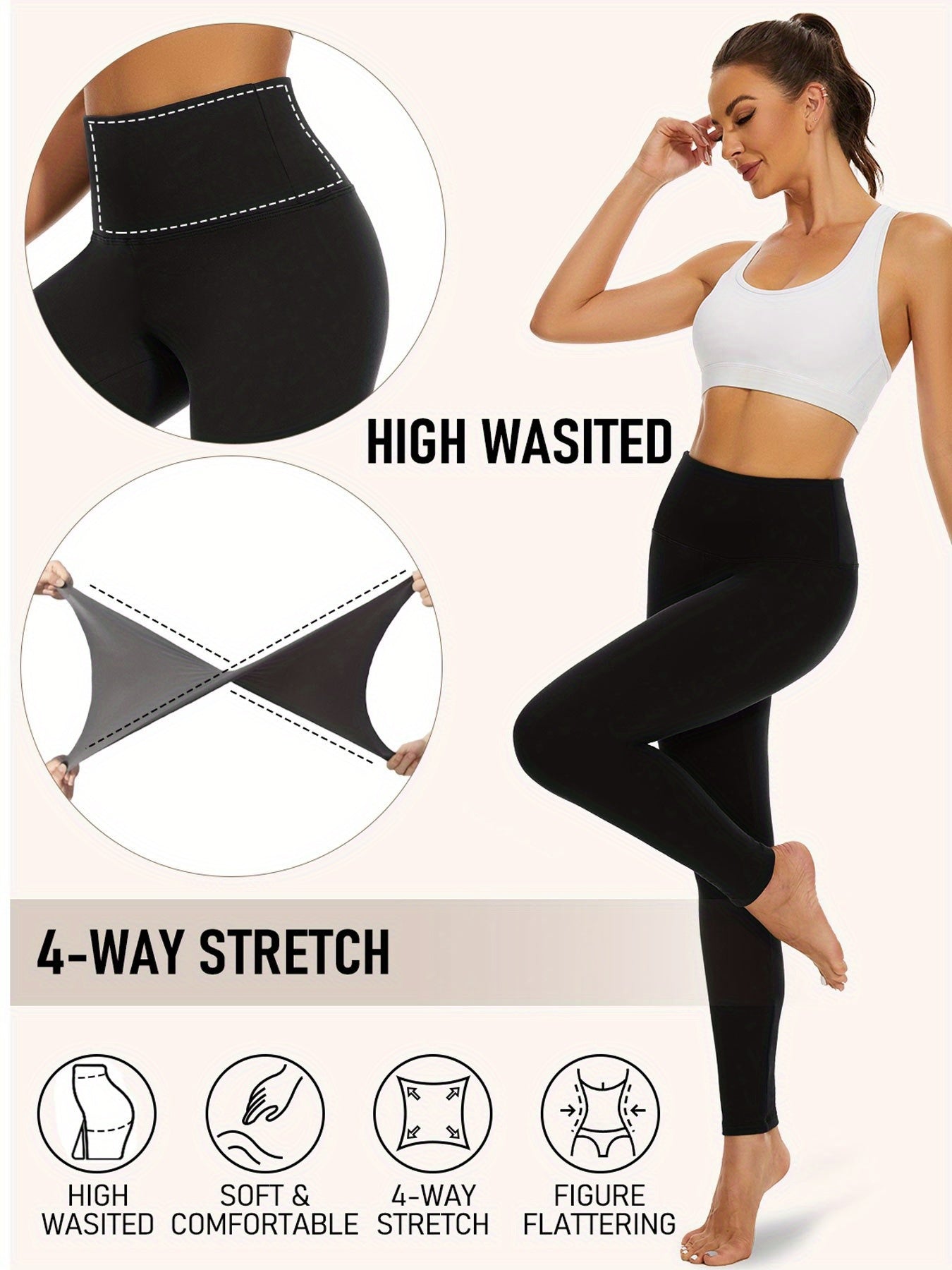 REFEEEL Women's Fleece-Lined Shaping Leggings 2-Pack High Waist Compression Fit