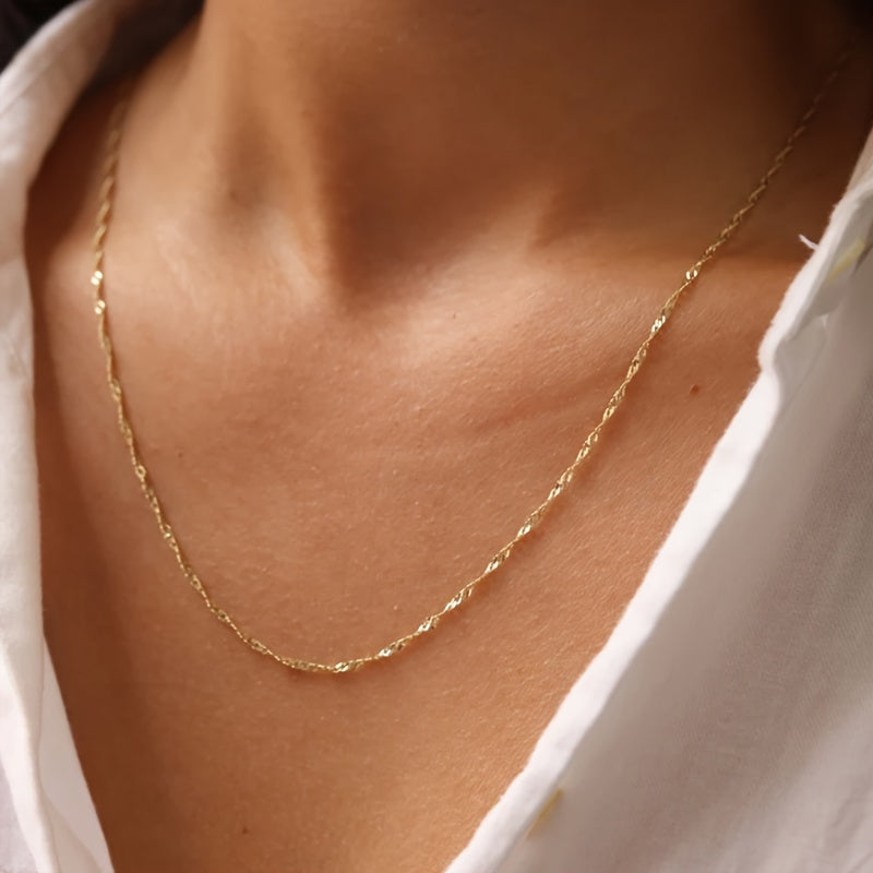 1pc Vintage Elegant 18K Golden Plated 925 Sterling Silver Necklace, Synthetic August Birthstone, 1mm/1.5mm/2mm, Ideal for Daily Wear & Special Occasions, Valentine'S Day Gift with Beautiful Gift Box