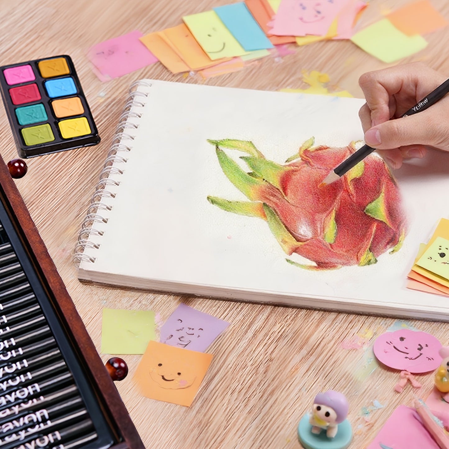 PASAMIC 194Pcs Deluxe Art Set With Wooden Case And Supplies