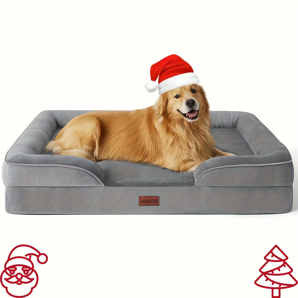 1pc Dog Bed - 100% Supportive Foam - Extra Large Dog Sofa Dog Beds - Soft & Warm Pet Couch Bed with Removable Washable Cover - Soft Lining And Nonskid Bottom - Grey 3 Sizes - Great Christmas Gifts for Your Deer Pet