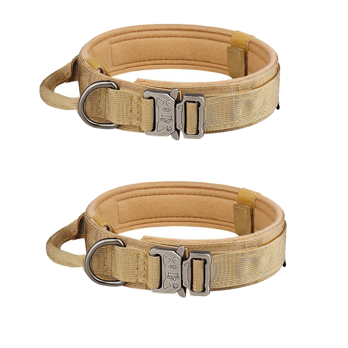 2pcs Heavy Duty Tactical Dog Collar with Handle & Metal Buckle - 1.5" Wide Nylon -Grade Obedience Training Collar for Large/Medium Dogs (German Shepherd,, Labrador) - Adjustable, Padded, Outdoor, Camping, Hunting Gear