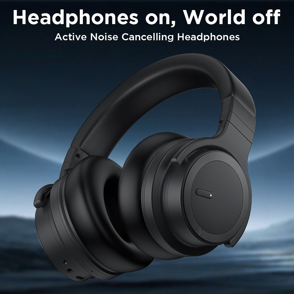 Active Noise Cancelling Headphones Wireless Headphones with Rich Bass, Clear Calls, 30 Hours Playtime, Comfort Fit, Black