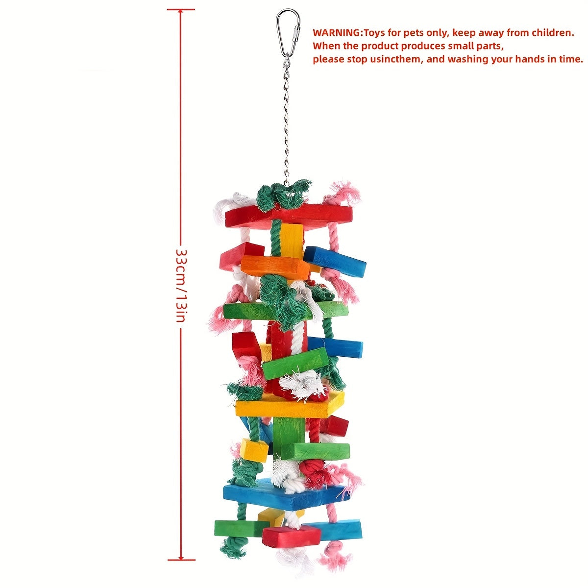 1pc Random Color Bird Toy, Parrot Chewing Toy, Wooden Colorful Toy With Bell, Parrot Cage Bite Toys Bird Supplies