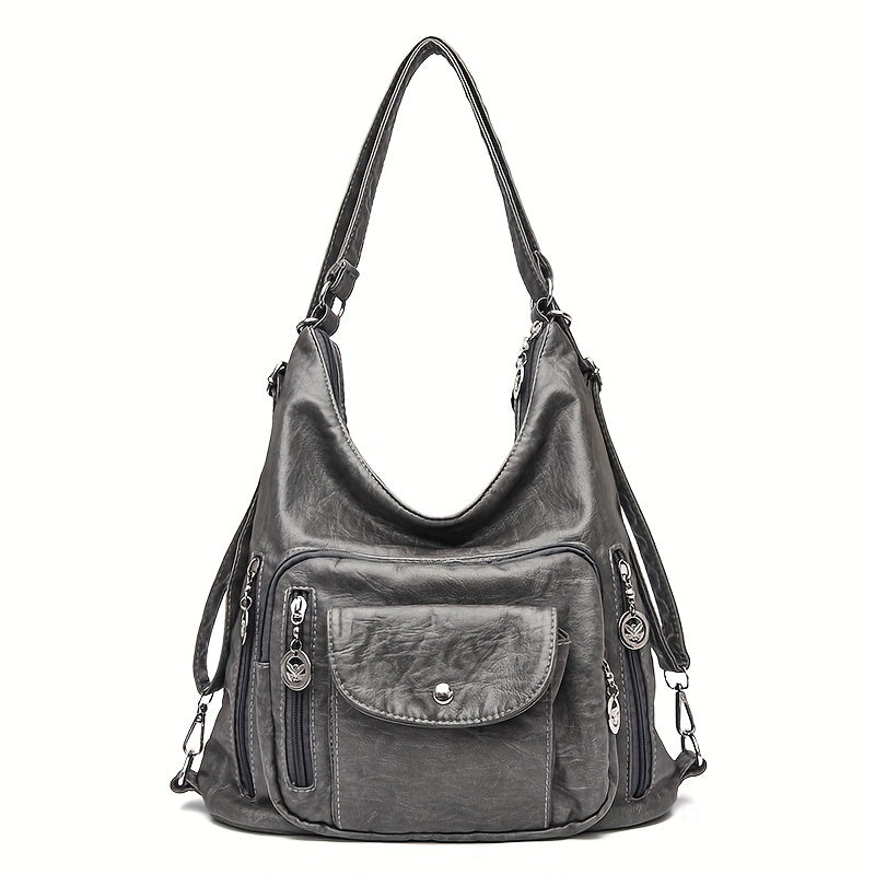 [Retro Soft Leather Bag] Large Capacity Retro Soft Leather Shoulder Bag - Fashion Casual Multi-purpose Diagonal Handbag