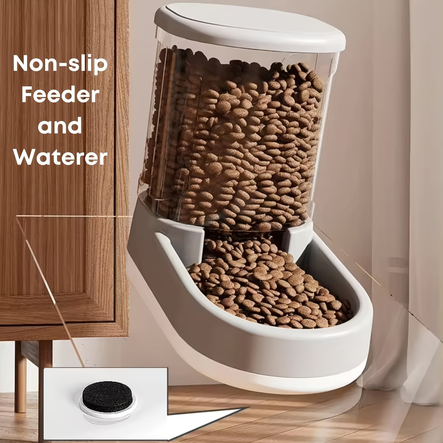 [Automatic Dog Feeder Set] 2pcs 8-Pound Large Automatic Dog Food Feeder And Water Dispenser Set, Plastic Gravity Dog Food And Water Dispenser Set For Big/Medium/Small Pet