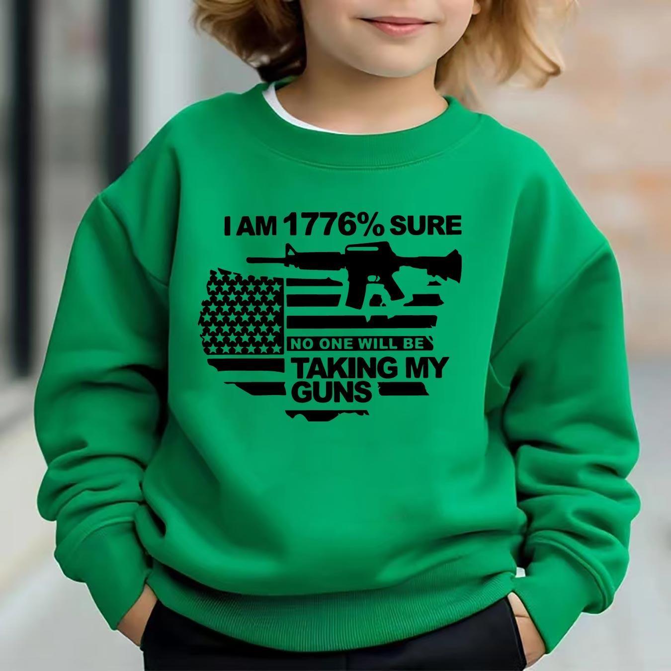 4pcs Patriotic Iron-On Transfer Patches - "I AM SURE NO ONE WILL BE TAKING MY GUNS" Design with American Flag & Rifle Silhouette - Durable, Easy to Apply Decals for DIY Clothing, Bags & Accessories