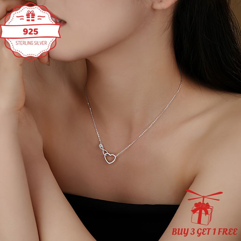 Handmade, S925 Sterling Silvery Love Necklace, Classic Neck Decoration Gifts, Suitable For All Seasons, Suitable For Both Teenager And Teenager, Gifts For Him/her On Valentine'S Day, Family, Friends, Sisters, Buy 3 Get 1 Free