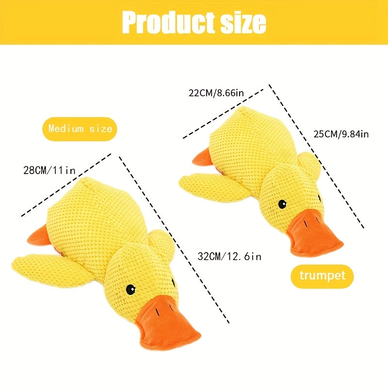 2pcs Squeaky Duck Dog Toys - Soft Plush, Chew-Resistant, Bright Yellow with Orange Beak & Feet, Fun Indoor Play for All Breeds, Teeth Cleaning & Boredom Relief, Includes 3 Sizes (S/M/L)