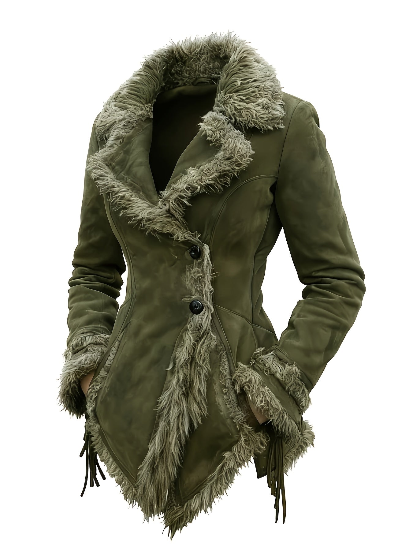 Vintage LuxuriousFauxFurCollarOvercoat For Women Beggar Jacket Outerwear Timeless