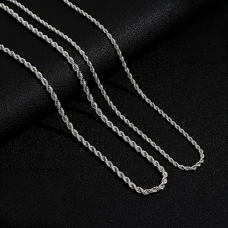 Hot Seller! Affordable 3mm Twisted Chain Necklace, Suitable For Both Teenager And Teenager. Perfect For Girlfriends, Mothers, Daughters. Suitable For Anniversaries, Birthdays And Special Occasions. The Perfect Gift For Boyfri