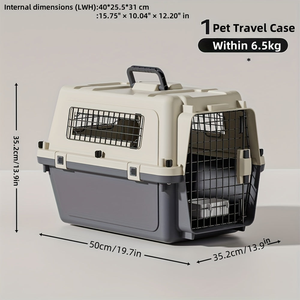 [Airline Approved Pet Carrier] Large Portable Airline Approved Pet Travel Carrier | Hard-Sided Kennel with Metal Door, Anti-Pressure & Anti-Fall Design, Durable Construction, Secure Locking System & Easy-Carry Handle - Ideal