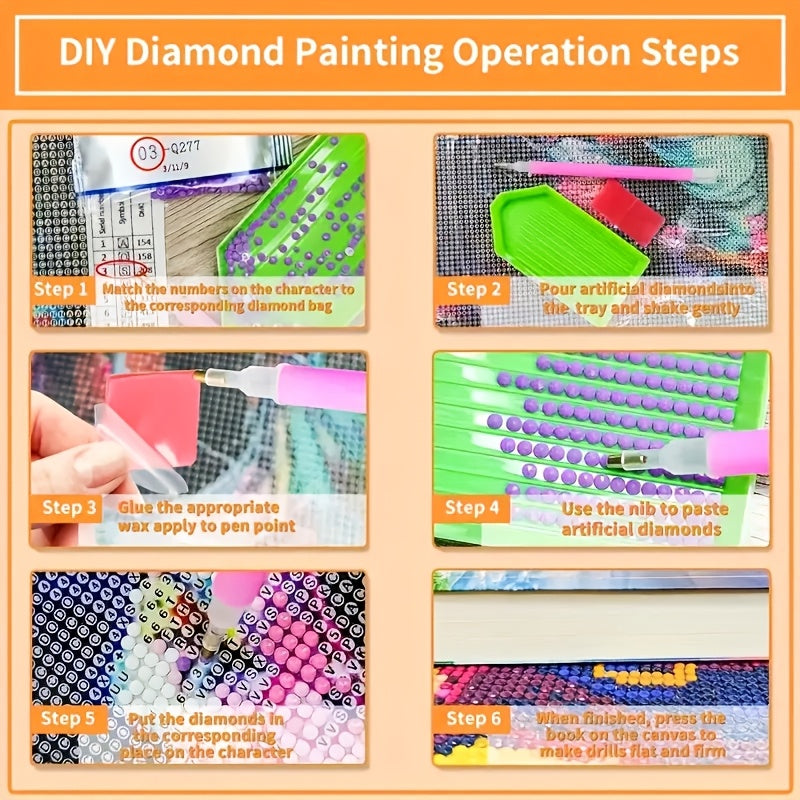 5D DIY Diamond Painting Kit with Round Diamonds - Complete Mosaic Wall Art Craft, Frameless Diamond Beads for 3D Effect, DIY-able for all Skill Levels, &, Home Decoration Gift (Compatible with all Diamond Art Kits)