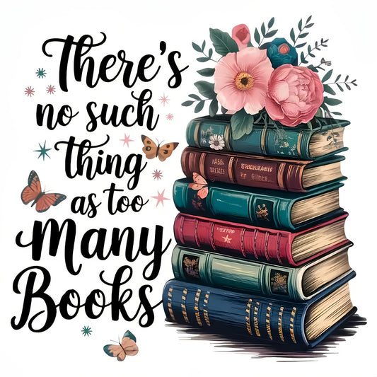 Cartoon Book And Flower Butterfly Ironing Heat Transfer Illustration Design - Large DIY Heat Transfer DTF Transfer Stickers, Washable Heat Press Decals, Suitable for T-Shirts, Pillows, Sweatshirts, Backpacks - Durable PVC Mat