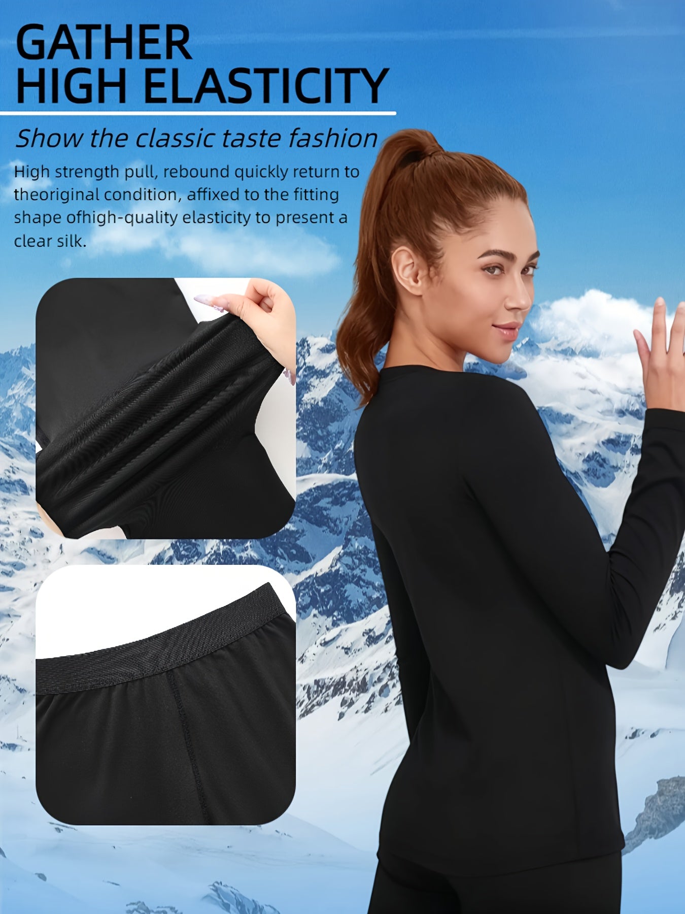 4pcs Women's Thermal Pajama & Lounge Wear Set - Winter Warm Sleepwear with 10% Spandex High-Elastic Pants, Round Neck Long Sleeve Solid Color for home,, Outdoor (Pantsuit) - Machine Washable Fall/nighttime Outfits