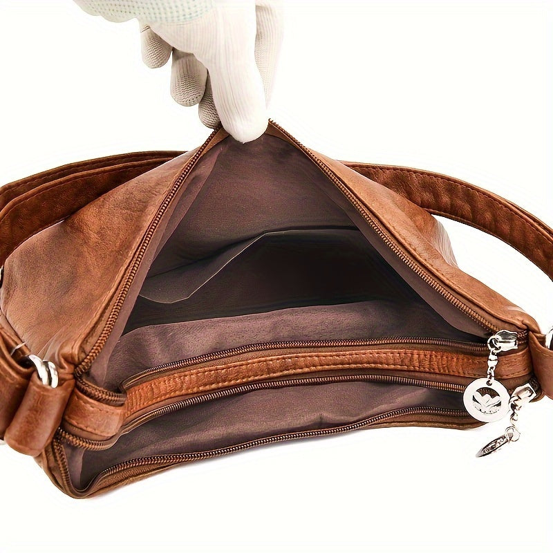 [Retro Soft Leather Bag] Large Capacity Retro Soft Leather Shoulder Bag - Fashion Casual Multi-purpose Diagonal Handbag