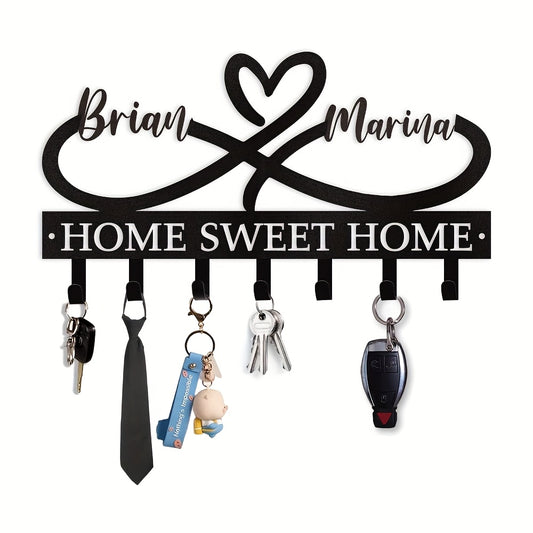 Personalized Couple Names Metal Key Holder Boho Style