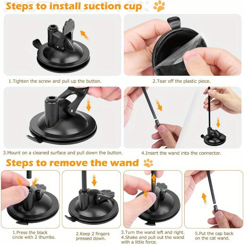 14 Pack Durable Interactive Cat Toys with Suction Cup Base & 78" Rope - Plush Bird Teaser Wand, Mice Toys for Indoor Cats, Multi-Color Feathers & Non-Electric Design for Self-Entertainment & Exercise