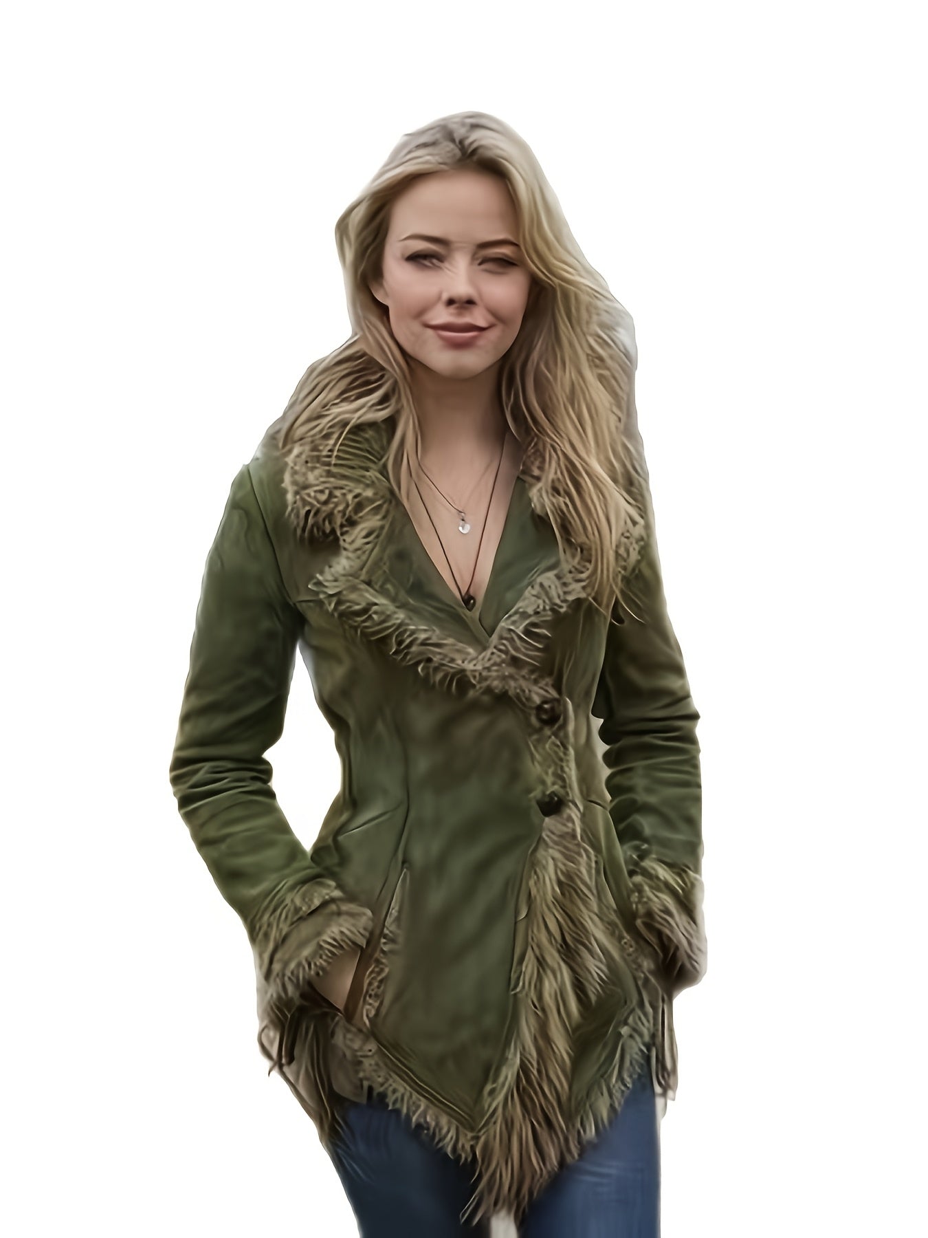 Vintage LuxuriousFauxFurCollarOvercoat For Women Beggar Jacket Outerwear Timeless