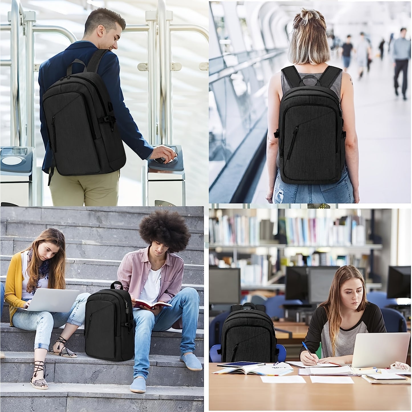 Anti Theft Slim Laptop Backpack With USB Charging Port For Men And Women Travel Everyday
