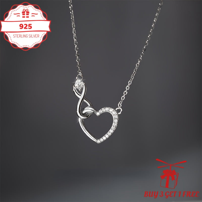 Handmade, S925 Sterling Silvery Love Necklace, Classic Neck Decoration Gifts, Suitable For All Seasons, Suitable For Both Teenager And Teenager, Gifts For Him/her On Valentine'S Day, Family, Friends, Sisters, Buy 3 Get 1 Free