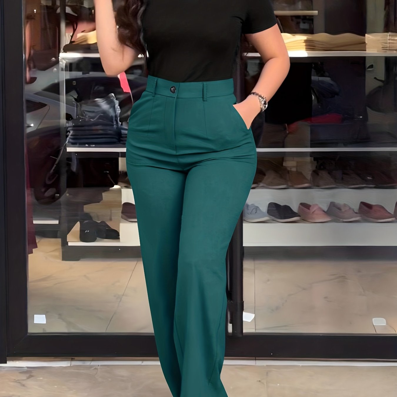 Women's Trousers, Solid Color Straight-Leg Tailored Pants, Wrinkle-Resistant Machine Washable Structured Fit, Casual to Professional Wear for Office Formal Events & Everyday, All-Season, Grey, No Elasticity