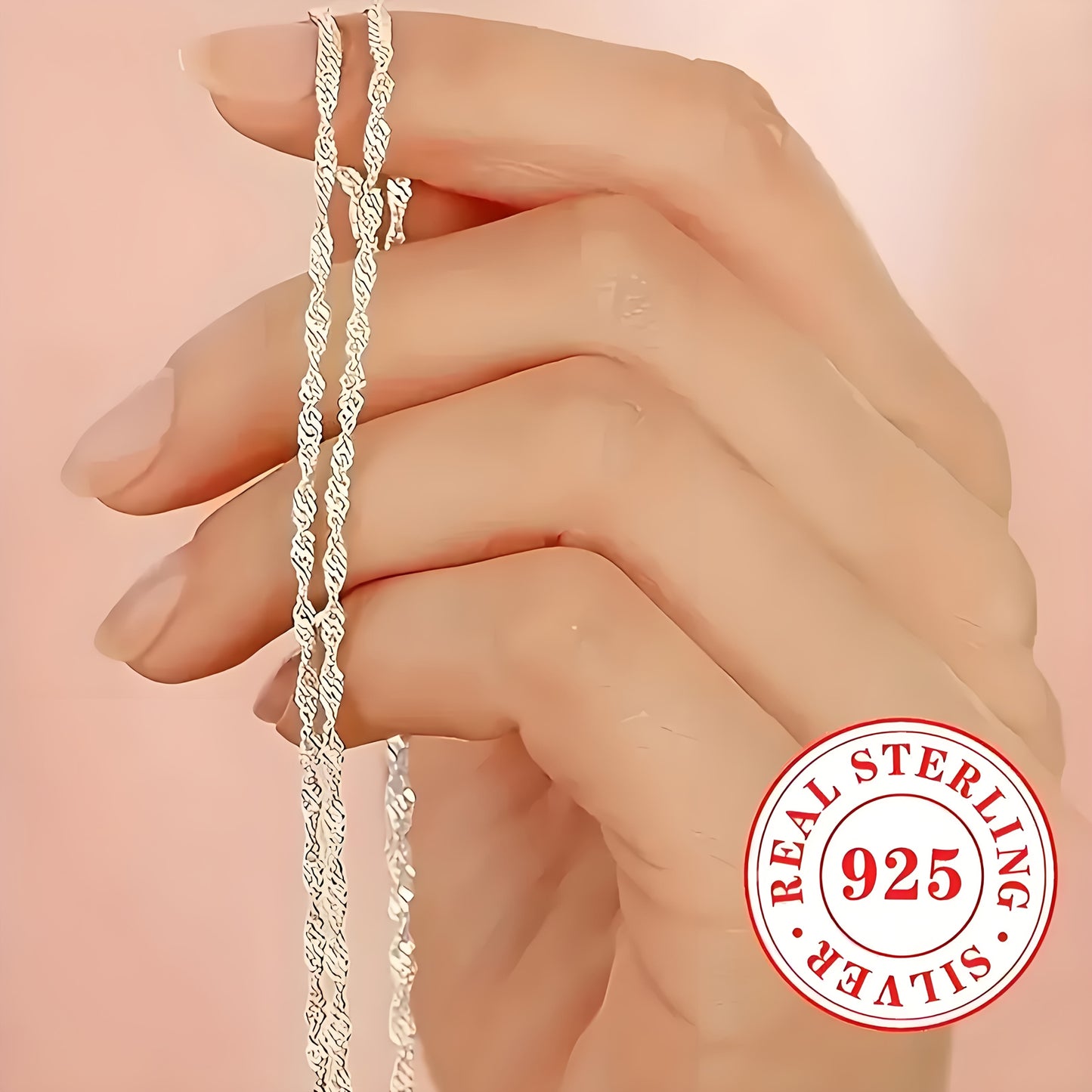 A 15g 925 sterling Silvery anti-allergy simple chain Women's necklace, shining delicate and elegant collarbone chain, party gift preferred, ideal gift for Mother's Day