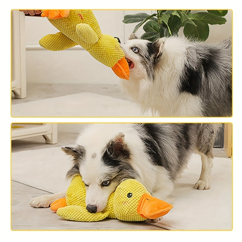 2pcs Squeaky Duck Dog Toys - Soft Plush, Chew-Resistant, Bright Yellow with Orange Beak & Feet, Fun Indoor Play for All Breeds, Teeth Cleaning & Boredom Relief, Includes 3 Sizes (S/M/L)