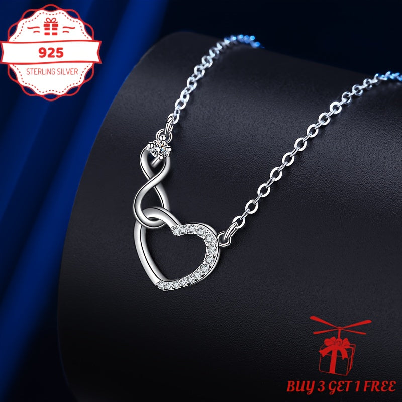 Handmade, S925 Sterling Silvery Love Necklace, Classic Neck Decoration Gifts, Suitable For All Seasons, Suitable For Both Teenager And Teenager, Gifts For Him/her On Valentine'S Day, Family, Friends, Sisters, Buy 3 Get 1 Free