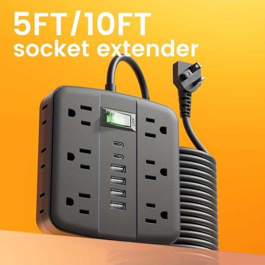 QKP 18-In-1 Power Adapter With Surge Protector USB C Ports